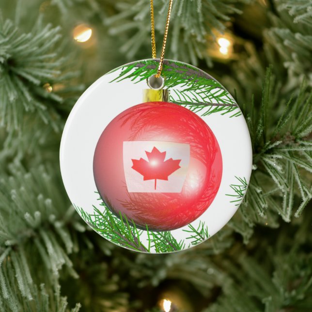 Ornamento De Cerâmica Bola de Árvore de Natal Canadense (Árvore)