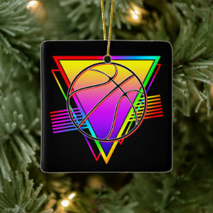 Ornamento De Cerâmica Bola de Basquete Retro Moderna