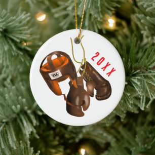 Ornamento De Cerâmica Bola de Boliche e Pinheiro de Natal