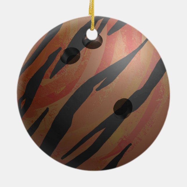 Ornamento De Cerâmica Bola de boliche Tigre - Laranja (Traseira)