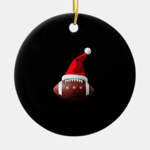 Ornamento De Cerâmica Bola de Futebol Americano de Natal com Chapéu de P