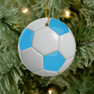 Ornamento De Cerâmica Bola de futebol Azul-bebê