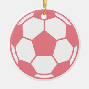Ornamento De Cerâmica Bola de futebol cor-de-rosa