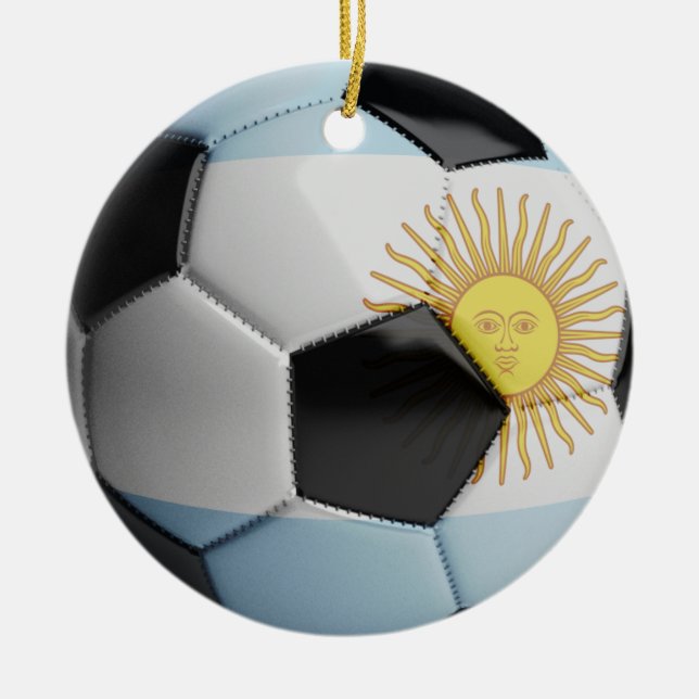 Ornamento De Cerâmica Bola de futebol da bandeira de Argentina (Frente)