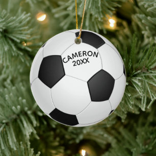 Ornamento De Cerâmica Bola de Futebol e Sapato de Natal