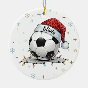 Ornamento De Cerâmica Bola de Futebol Festiva Design de Férias 