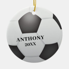 Ornamento De Cerâmica Bola de Futebol Natal Personalizado