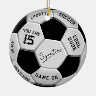 Ornamento De Cerâmica Bola de Futebol Personalizada de Aniversário Id
