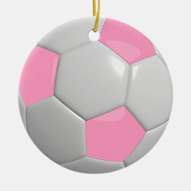 Ornamento De Cerâmica Bola de futebol | Rosa (Frente)
