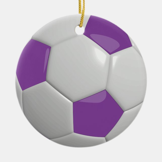 Ornamento De Cerâmica Bola de futebol | Roxo (Frente)