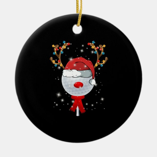Ornamento De Cerâmica Bola de Golfe de Natal (Frente)