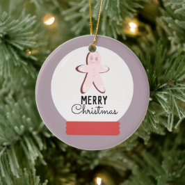 Ornamento De Cerâmica Bola de Neve Natalina Biscoito de Gengibre