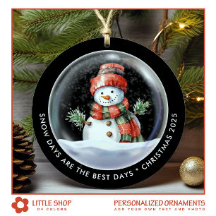 Ornamento De Cerâmica Bola de Neve Personalizada com Foto de Boneco de N
