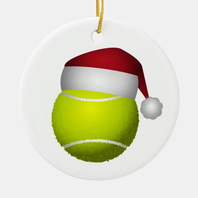 Ornamento De Cerâmica Bola de Tênis de Natal (Frente)