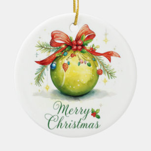Ornamento De Cerâmica Bola de Tênis Feliz Natal Feriado