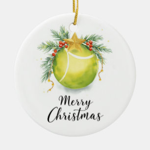 Ornamento De Cerâmica Bola de Tênis Feliz Natal Feriado