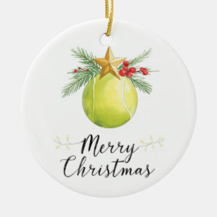 Ornamento De Cerâmica Bola de Tênis Feliz Natal Feriado