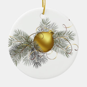 Ornamento De Cerâmica Bola Dourado
