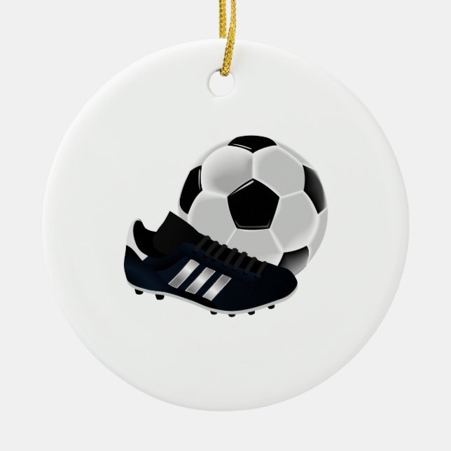 Ornamento De Cerâmica Bola e grampo de futebol (Frente)