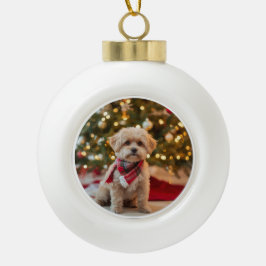 Ornamento De Cerâmica Bola Enfeite de Natal de Cachorro Personalizado | Foto 