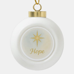 Ornamento De Cerâmica Bola Enfeite de Natal em Aquarela "Esperança"