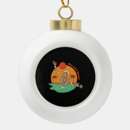 Ornamento De Cerâmica Bola Esqueleto acenando enquanto flutuava em um