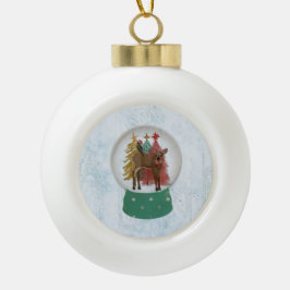 ORNAMENTO DE CERÂMICA BOLA FAWN E FALCON NEVE GLOBO