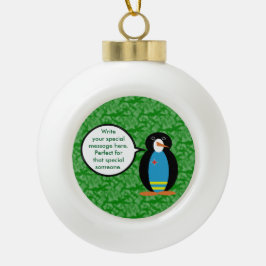 Ornamento De Cerâmica Bola Feriado da Bandeira de Aruba Sra. Pinguim Conversa