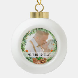 Ornamento De Cerâmica Bola FOTO BAUBLE - Primeiro Natal Casado ou Envolvido