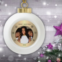 Foto da Família com Floco de Neve Metálico Dourado