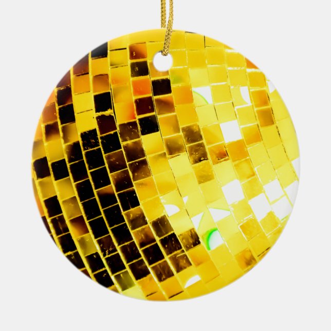 Ornamento De Cerâmica Bola Funky Dourado do disco (Frente)