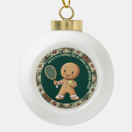 Ornamento De Cerâmica Bola Gingerpão Tênis Grand Slam 🎾 🎄 texto personaliza