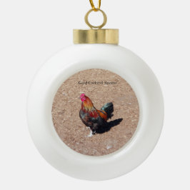 Ornamento De Cerâmica Bola Gold Cockerel Rooster ornament