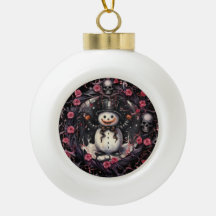 Gótico Snowman Skulls and Rosas