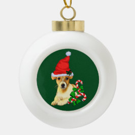 Ornamento De Cerâmica Bola Jack Russell Terrier Natal