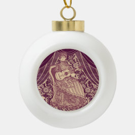 Ornamento De Cerâmica Bola Linda senhora com violão
