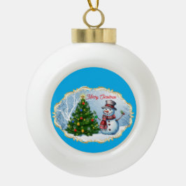 Ornamento De Cerâmica Bola Merry Christmas Snowman Tree Cute
