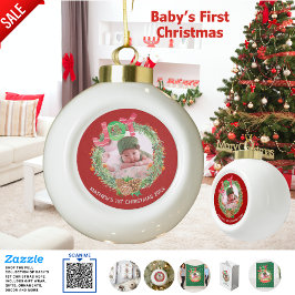 Ornamento De Cerâmica Bola NOVOS Bebês 1rua FOTO DE Natal BAUBLE