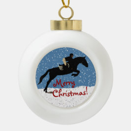 Ornamento De Cerâmica Bola O Natal do Jumper Snowy Horse