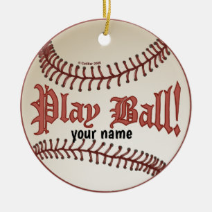 Ornamento De Cerâmica Bola Play de Baseball