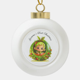 Ornamento De Cerâmica Bola Primeiro Natal do Bebê Fada Personalizada