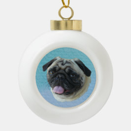 Ornamento De Cerâmica Bola Retrato gordo do Pug