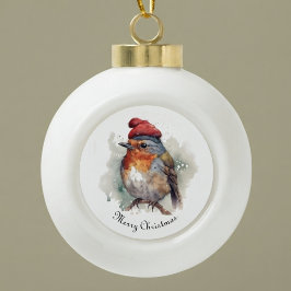 Ornamento De Cerâmica Bola Robin Winter Delight, personalizado