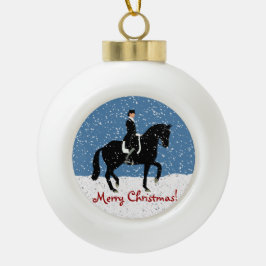 Ornamento De Cerâmica Bola Snowy Dressage Horse Christmas