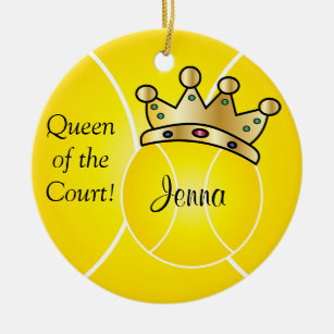 Ornamento De Cerâmica Bola Tênis amarela  Rainha da Corte Personalizada