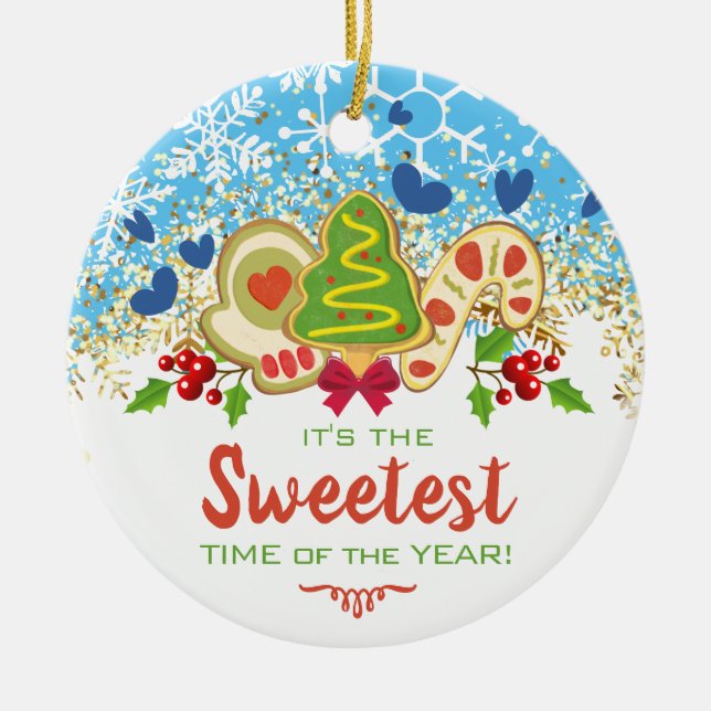 Ornamento De Cerâmica Bolachas de fosco de Natal que assam padaria no in (Frente)