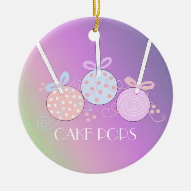Ornamento De Cerâmica Bolas de Bolo Pastel (Frente)