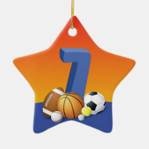 Ornamento De Cerâmica Bolas de Esportes de Aniversário para 7
