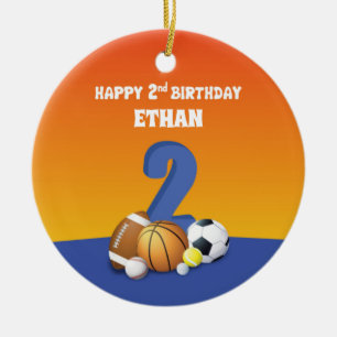 Ornamento De Cerâmica Bolas de Esportes de segundos aniversários de Men