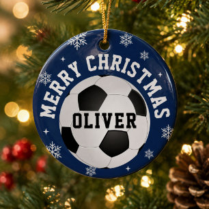 Ornamento De Cerâmica Bolas de Futebol para Crianças Nome Natal
